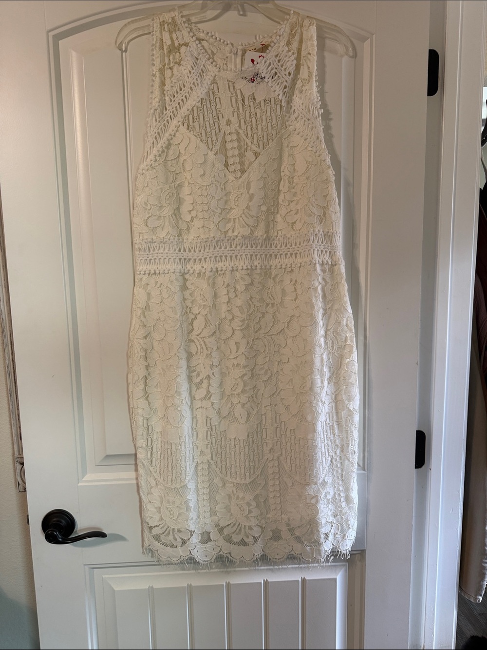 Main Strip Cream Lace Mini Dress
